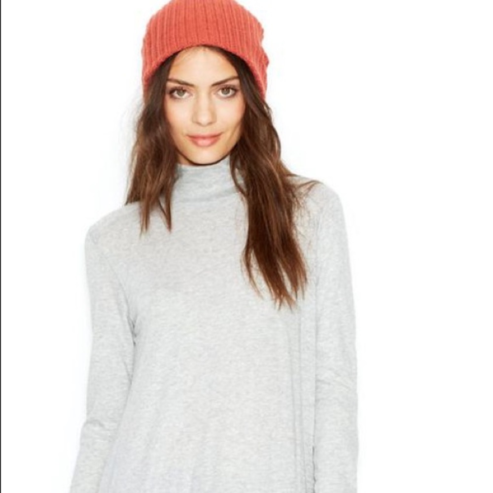 Free People Gray Mock Neck Tunic XS